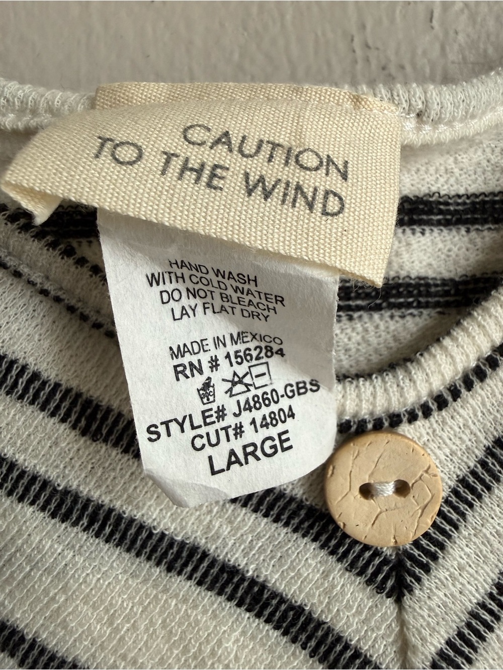 Caution to the Wind Striped Wide Leg Cotton Jumpsuit Tie Back Button Front Large - Picture 4 of 10